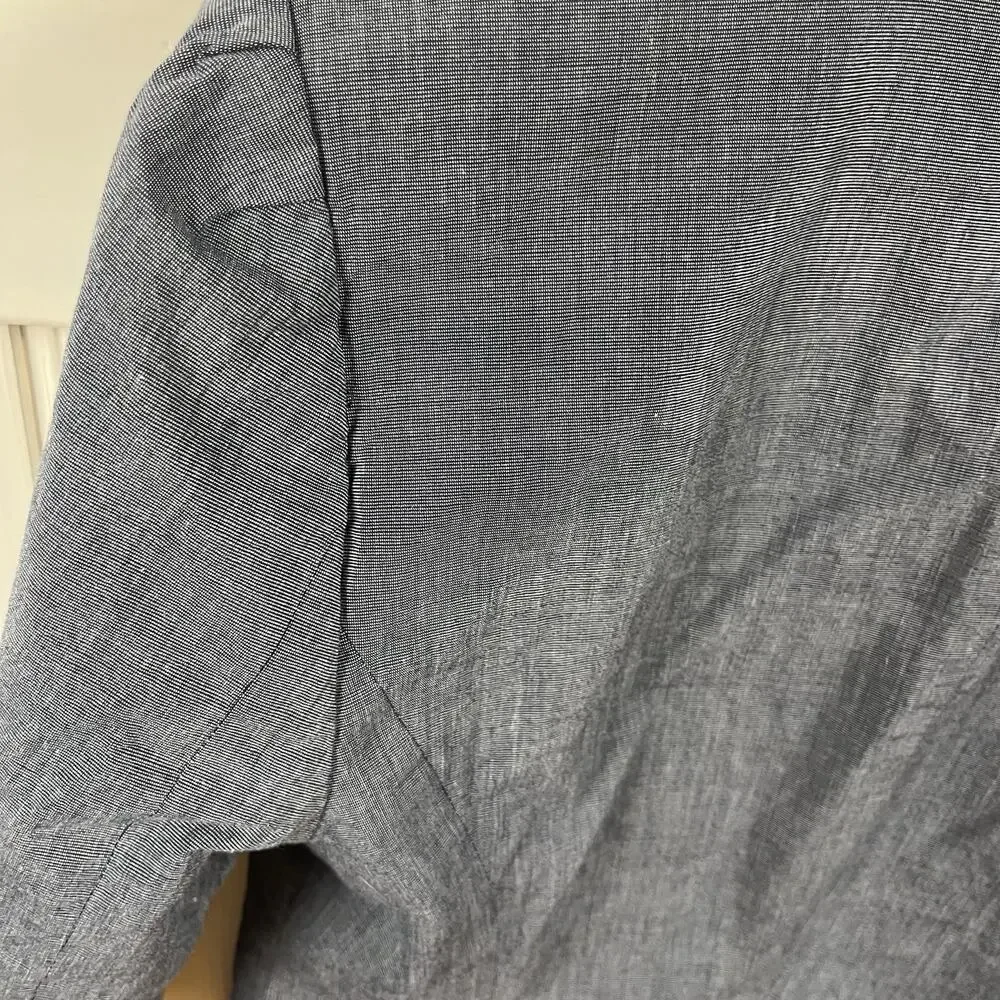 Banana Republic Puff Sleeve Blazer Sz XS-S Tag 8 Blue Gray Editorial Officecore